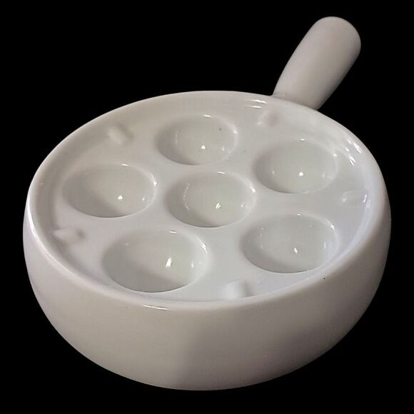 Apilco Escargot Dish Plate Tray France White Porcelain 6 Holes Farmhouse Cottage - Picture 9 of 15